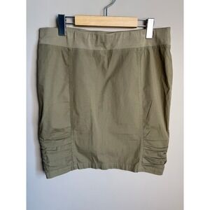 XCVI Ruched Side Mini Skirt M Olive Green Stretch Gorpcore Utility Boho Y2K